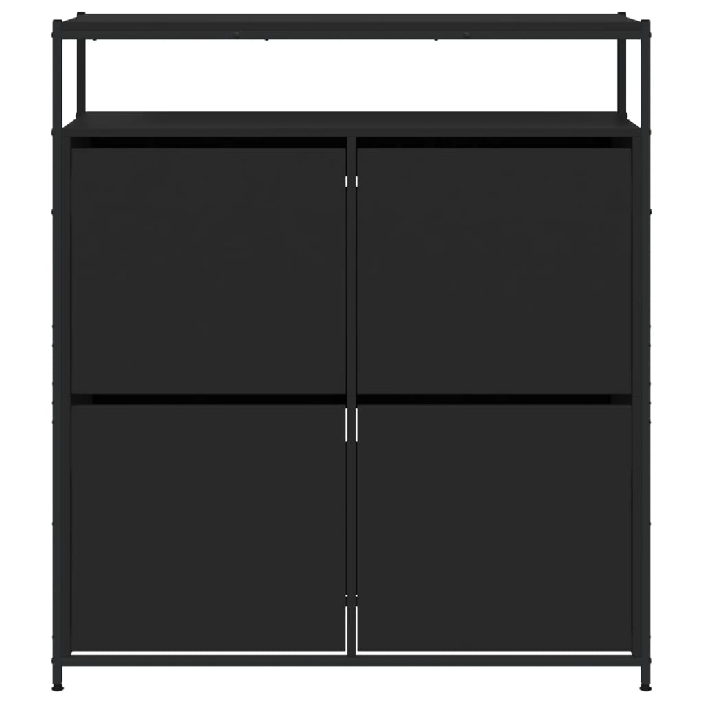 Schoenenkast met 4 klaplades 100x34x112 cm zwart - AllerleiShop