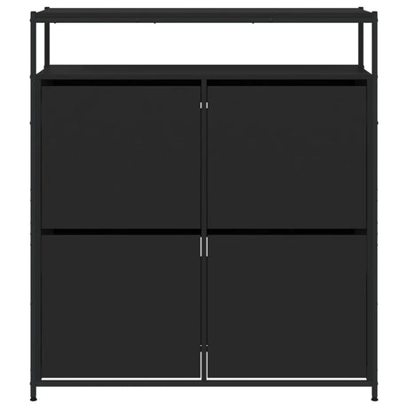 Schoenenkast met 4 klaplades 100x34x112 cm zwart - AllerleiShop