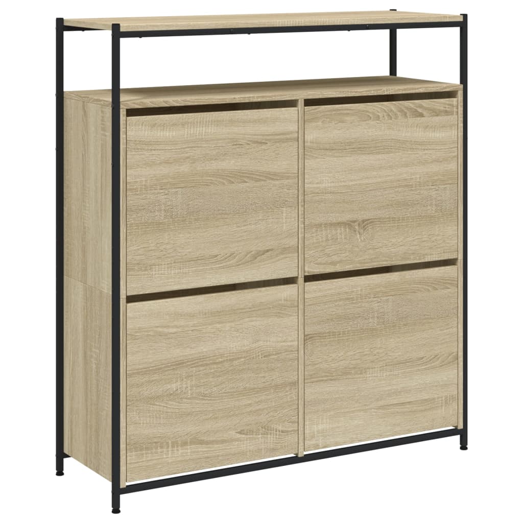 Schoenenkast met 4 klaplades 100x34x112 cm sonoma eikenkleurig - AllerleiShop