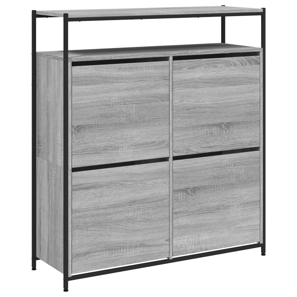 Schoenenkast met 4 klaplades 100x34x112 cm grijs sonoma eiken - AllerleiShop