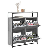 Schoenenkast met 4 klaplades 100x34x112 cm grijs sonoma eiken - AllerleiShop