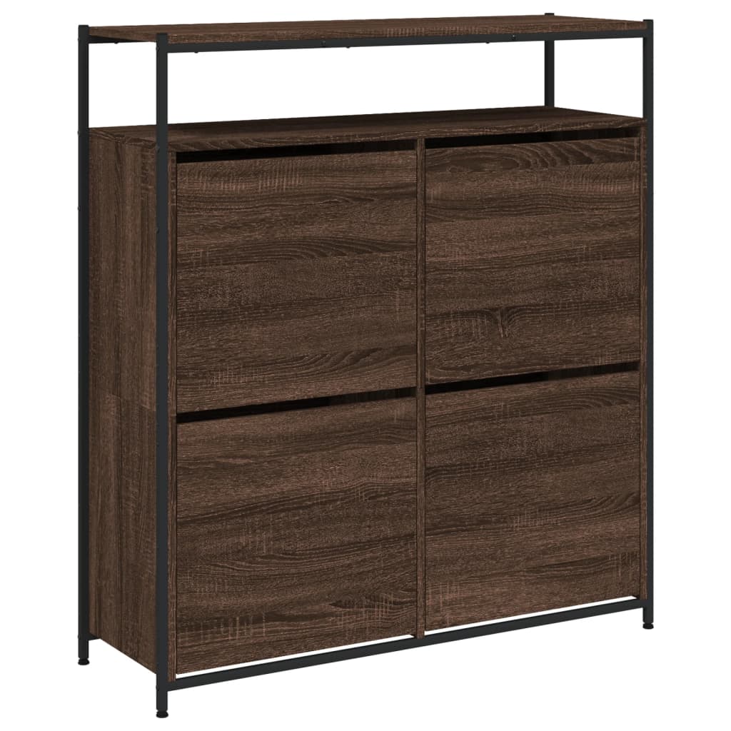 Schoenenkast met 4 klaplades 100x34x112 cm bruin eikenkleur - AllerleiShop