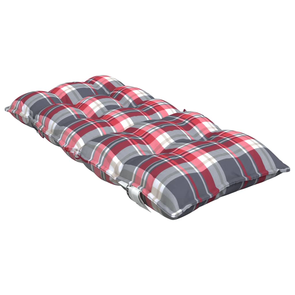 Stoelkussens 2 st lage rug ruitpatroon oxford stof rood - AllerleiShop