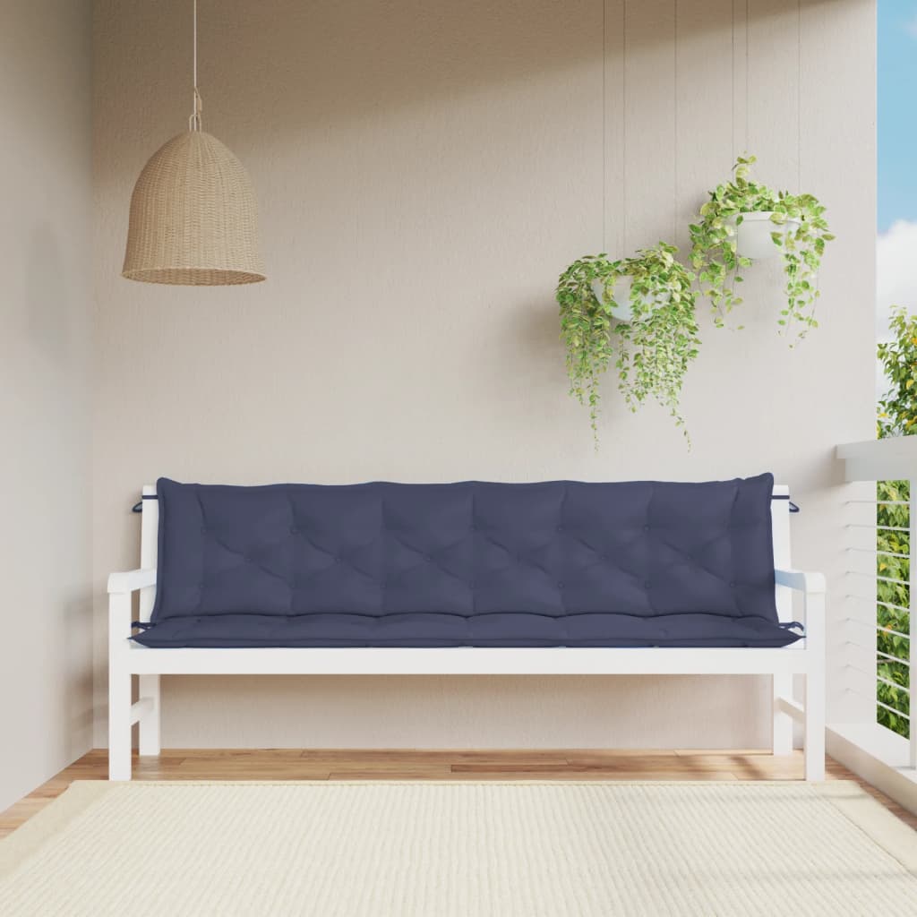 Tuinbankkussens 2 st 200x50x7 cm oxford stof marineblauw - AllerleiShop