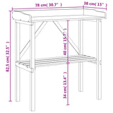 Plantentafel met schap 78x38x82,5 cm vurenhout bruin