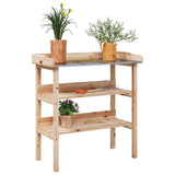 Plantentafel met schappen 78x38x82,5 cm massief vurenhout