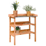 Plantentafel met schappen 78x38x82,5 cm vurenhout bruin