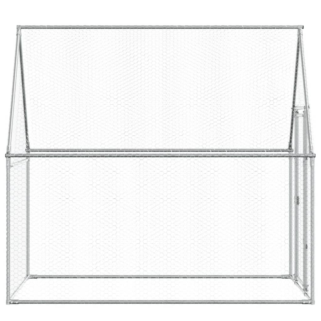 Kippenhok 200x100x190 cm gegalvaniseerd staal zilverkleurig