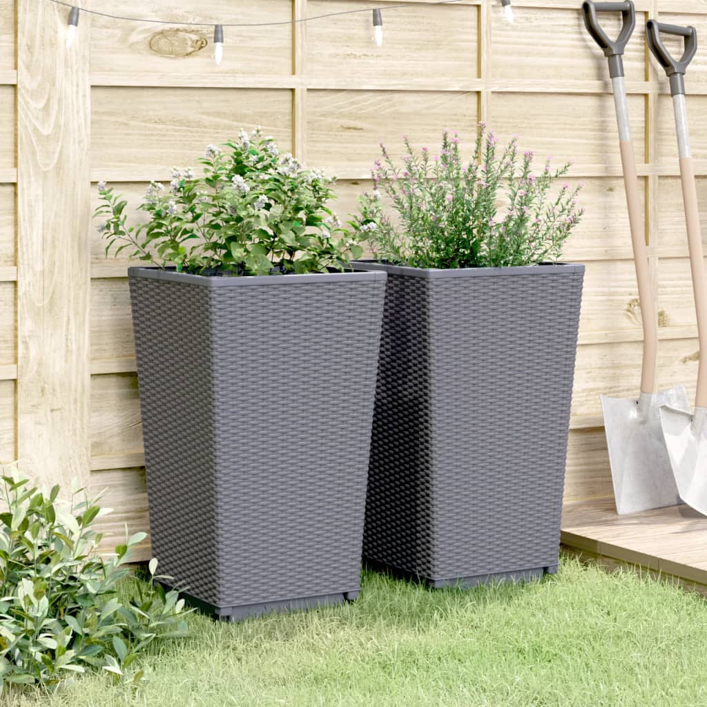 Plantenbakken 2 st 32,5x32,5x57 cm polypropeen grijs - AllerleiShop