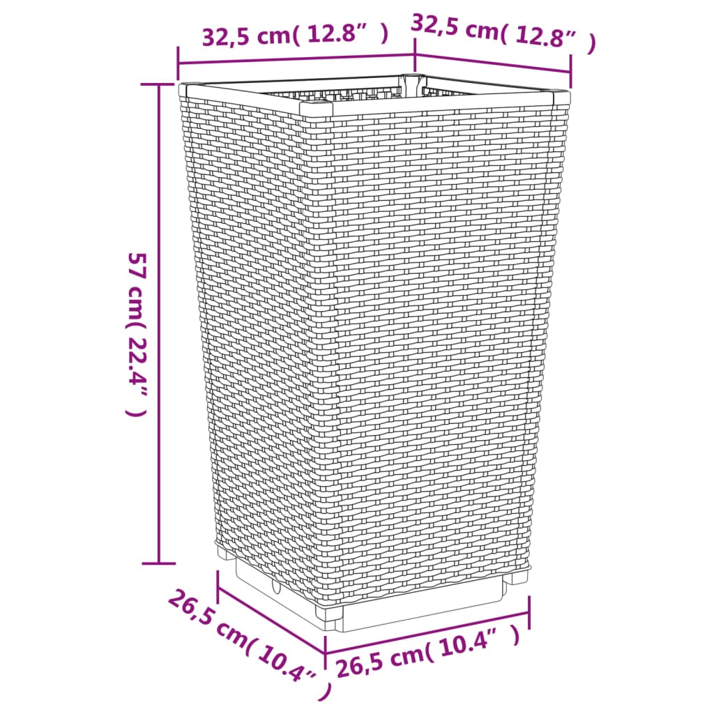 Plantenbakken 2 st 32,5x32,5x57 cm polypropeen grijs - AllerleiShop