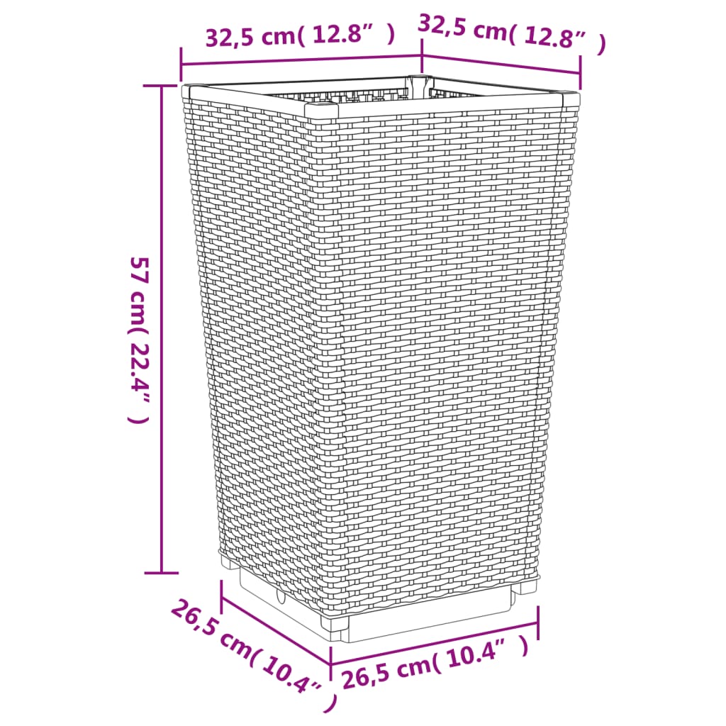 Plantenbakken 2 st 32,5x32,5x57 cm polypropeen lichtgrijs - AllerleiShop