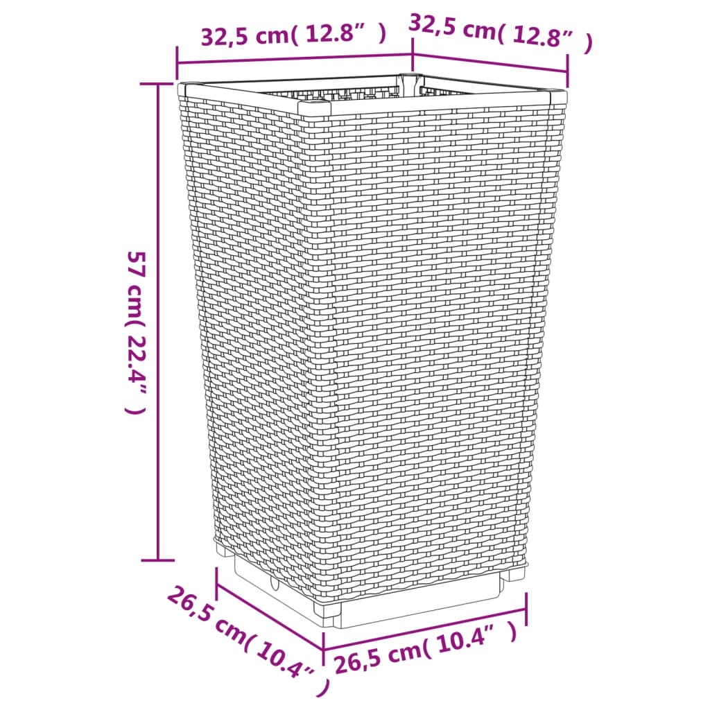 Plantenbakken 2 st 32,5x32,5x57 cm polypropeen zwart - AllerleiShop