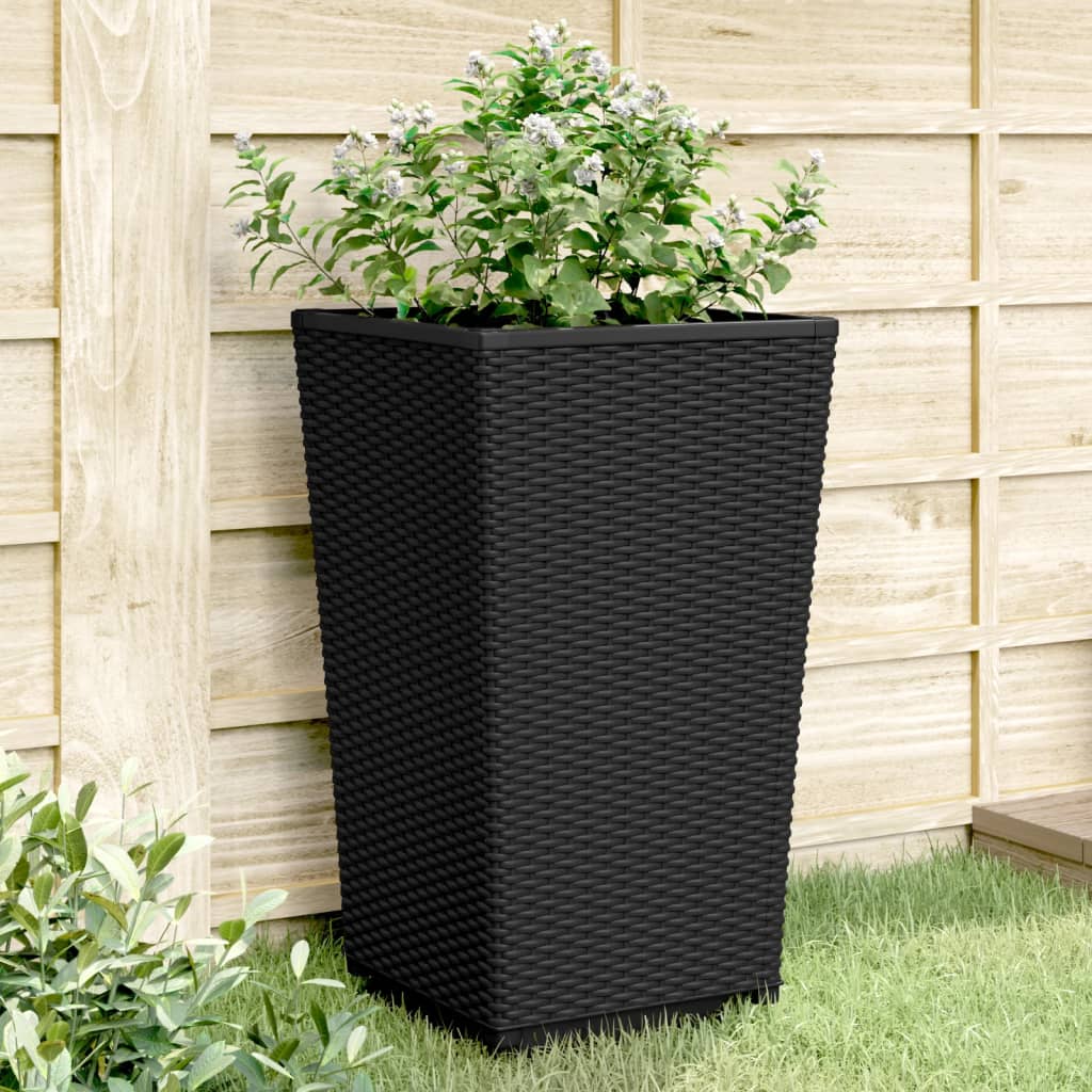 Plantenbakken 2 st 32,5x32,5x57 cm polypropeen zwart - AllerleiShop