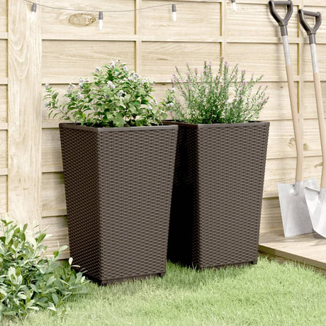 Plantenbakken 2 st 32,5x32,5x57 cm polypropeen bruin - AllerleiShop