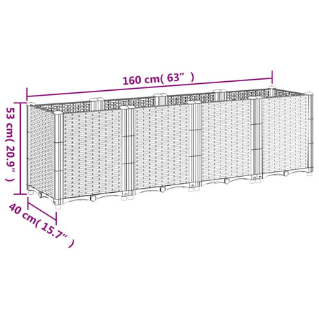 Plantenbak 160x40x53 cm polypropeen grijs - AllerleiShop