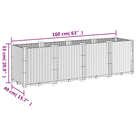 Plantenbak 160x40x53 cm polypropeen lichtgrijs - AllerleiShop