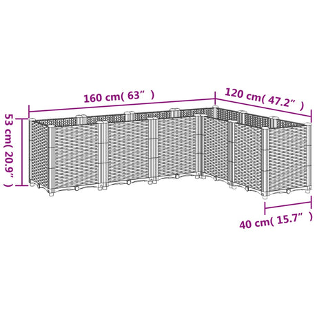 Plantenbak 160x120x53 cm polypropeen lichtgrijs - AllerleiShop