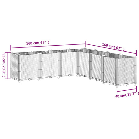 Plantenbak 160x160x53 cm polypropeen zwart - AllerleiShop