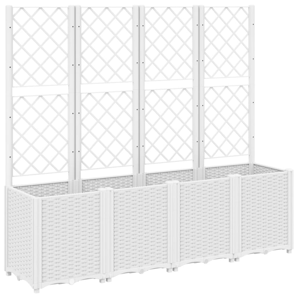 Plantenbak met latwerk 160x40x140 cm polypropeen wit - AllerleiShop