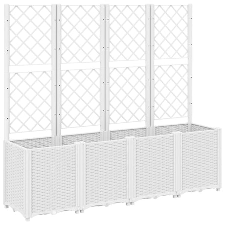 Plantenbak met latwerk 160x40x140 cm polypropeen wit - AllerleiShop