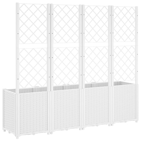 Plantenbak met latwerk 160x40x140 cm polypropeen wit - AllerleiShop