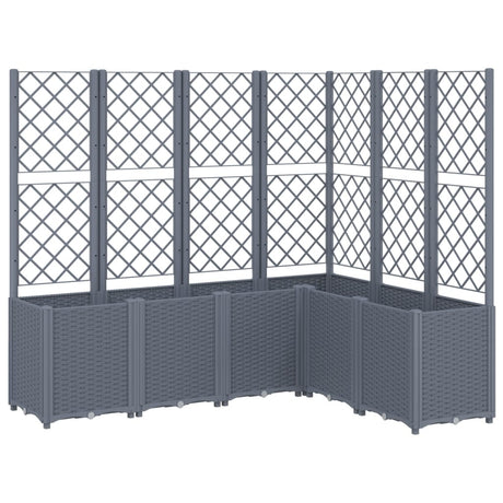 Plantenbak met latwerk 160x120x140 cm polypropeen grijs - AllerleiShop