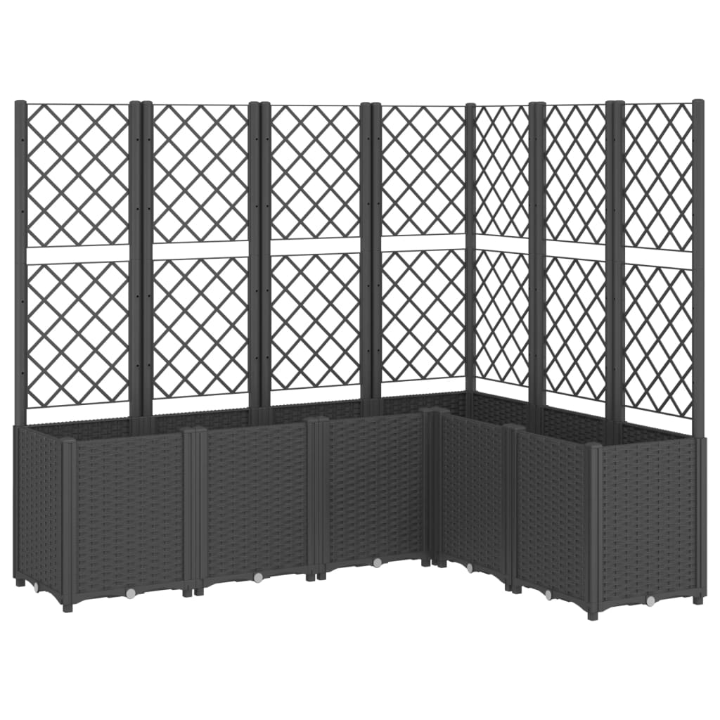 Plantenbak met latwerk 160x120x140 cm polypropeen zwart - AllerleiShop