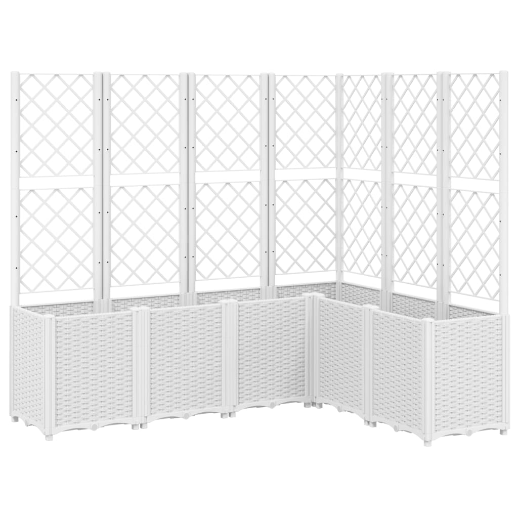 Plantenbak met latwerk 160x120x140 cm polypropeen wit - AllerleiShop