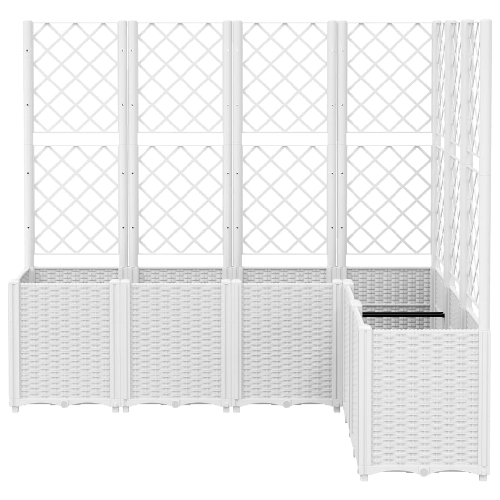 Plantenbak met latwerk 160x120x140 cm polypropeen wit - AllerleiShop