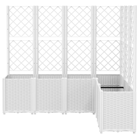 Plantenbak met latwerk 160x120x140 cm polypropeen wit - AllerleiShop