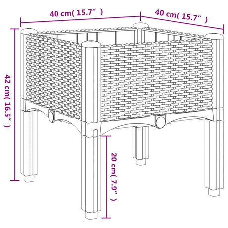 Plantenbak met poten 40x40x42 cm polypropeen lichtgrijs - AllerleiShop