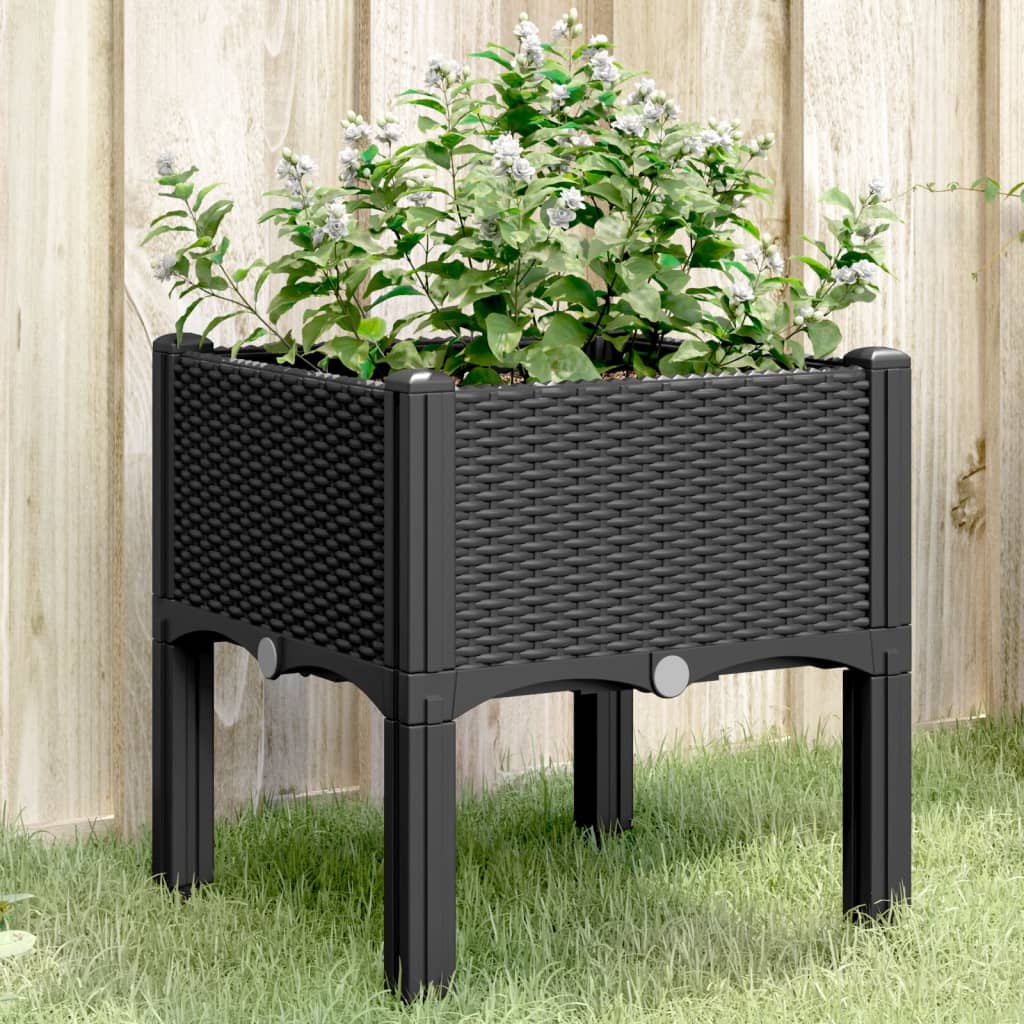 Plantenbak met poten 40x40x42 cm polypropeen zwart - AllerleiShop