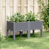 Plantenbak met poten 80x40x42 cm polypropeen grijs - AllerleiShop