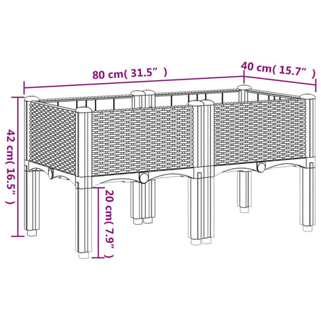 Plantenbak met poten 80x40x42 cm polypropeen lichtgrijs - AllerleiShop