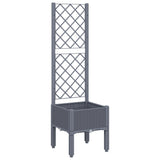 Plantenbak met latwerk 40x40x142 cm polypropeen grijs - AllerleiShop