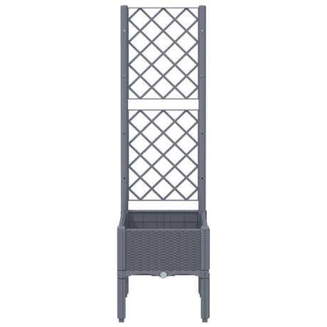 Plantenbak met latwerk 40x40x142 cm polypropeen grijs - AllerleiShop