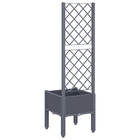 Plantenbak met latwerk 40x40x142 cm polypropeen grijs - AllerleiShop