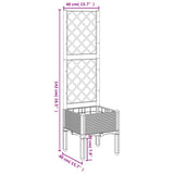 Plantenbak met latwerk 40x40x142 cm polypropeen grijs - AllerleiShop