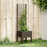 Plantenbak met latwerk 40x40x142 cm polypropeen bruin - AllerleiShop