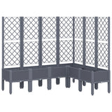 Plantenbak met latwerk 160x120x142 cm polypropeen grijs - AllerleiShop