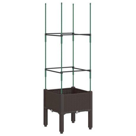 Plantenbak met latwerk 40x40x142,5 cm polypropeen bruin - AllerleiShop