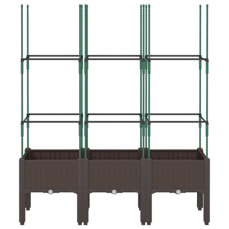 Plantenbak met latwerk 120x40x142,5 cm polypropeen bruin - AllerleiShop