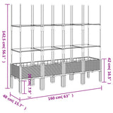 Plantenbak met latwerk 160x40x142,5 cm polypropeen grijs - AllerleiShop