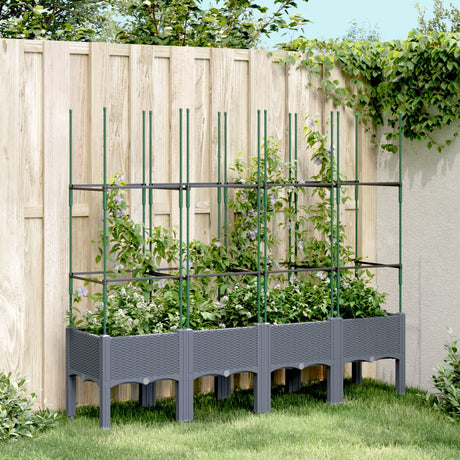 Plantenbak met latwerk 160x40x142,5 cm polypropeen grijs - AllerleiShop