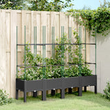 Plantenbak met latwerk 160x40x142,5 cm polypropeen zwart - AllerleiShop