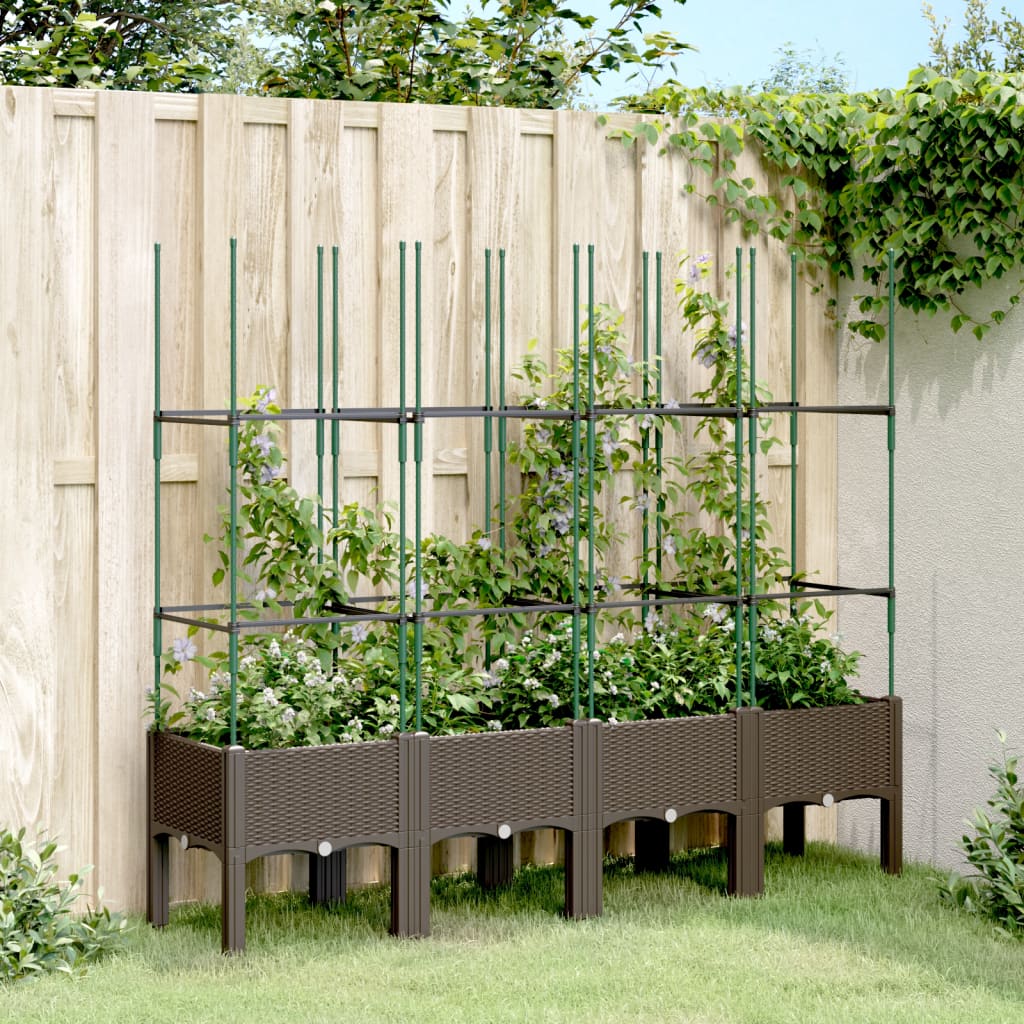 Plantenbak met latwerk 160x40x142,5 cm polypropeen bruin - AllerleiShop