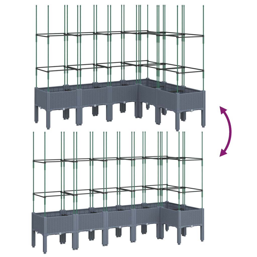 Plantenbak met latwerk 160x120x142,5 cm polypropeen grijs - AllerleiShop