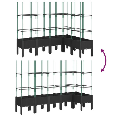 Plantenbak met latwerk 160x120x142,5 cm polypropeen zwart - AllerleiShop