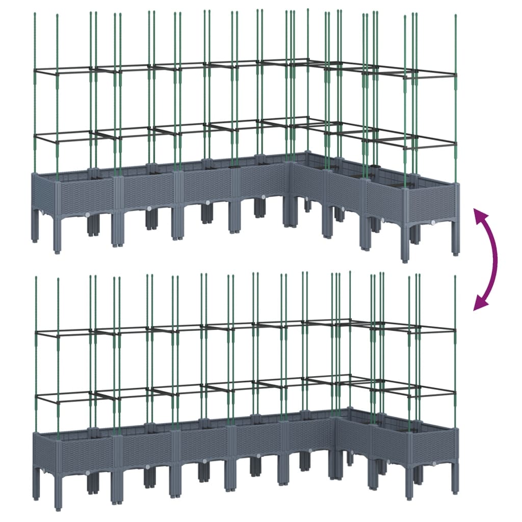 Plantenbak met latwerk 200x160x142,5 cm polypropeen grijs - AllerleiShop