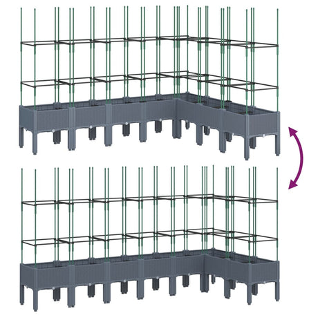 Plantenbak met latwerk 200x160x142,5 cm polypropeen grijs - AllerleiShop